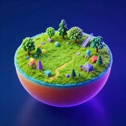 isometric bowl island on neon background, isometric invironment, 3d art, isometric art, amazing detail, artstation, concept art, behance, ray tracing