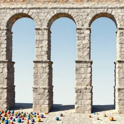 acrylic seamless pattern aqueduct and arches 3 6 0 panorama 3 - point perspective escher style pattern of colorful balls unfinished great combination of light and shadow