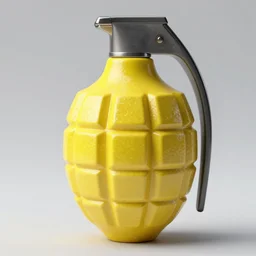 a yellow grenade that is a lemon, it has the texture of a lemon, highly detailed