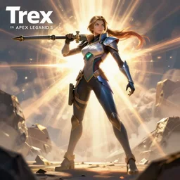 Trex  as an Apex Legends character digital illustration portrait design by, Wayne Barlowe detailed, gorgeous lighting, wide angle action dynamic portrait
