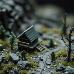 macro shot of a stealth level. diorama.