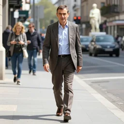 mr. bean walks down a street on a sunny day by antonio canova