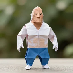 product photo of an origami figure, shaped like dwayne johnson, hyper realistic, bokeh, 4 k