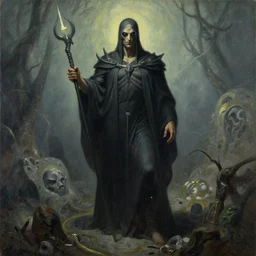 Hades, god of both the Underworld and the hidden wealth of the earth, oil on canvas, detailed painting, hyper-realistic, Zdzislaw Beksinski