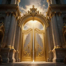 gates of heaven, volumetric lighting, 8 k octane beautifully detailed render, post - processing, extremely hyper - detailed, intricate, epic composition, cinematic lighting, masterpiece, trending on artstation, detailed detailed detailed, masterpiece, stunning art by anders zorn, wonderful masterpiece by greg rutkowski, beautiful cinematic light,