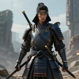 a futuristic samurai,highly detailed,trending on ConceptArtWorld
