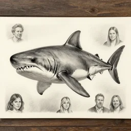 a megalodon | | pencil sketch, realistic shaded, fine details, realistic shaded lighting poster by greg rutkowski, magali villeneuve, artgerm, jeremy lipkin and michael garmash and rob rey