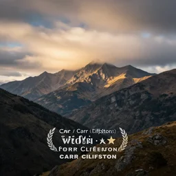 a beautiful mountain landscape, dramatic clouds, soft golden light, long exposure, highly detailed, award winning photography by carr clifton, highly realistic