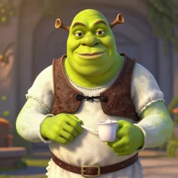 Shrek is wearing maids outfit, hyperdetailed, artstation, cgsociety, 8k