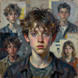 craziness of youth detailed and highly reliefed analogue collage with canvas texture in style of conteporary art, photorealistic, expressionism, masterpiece, balanced composition, grim atmosphere, spectacular quality, trending on artstation, intricate oil details
