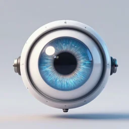 robotic eye. miniature digital asset. 3 d 8 k. 4 k. uhd. symmetrical. centered frame.
