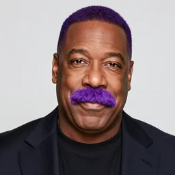 steve harvey with a purple mustache