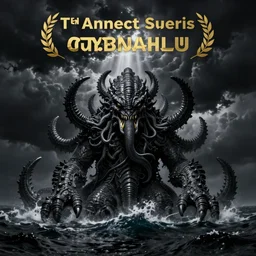 Cthulhu, dark, sea, black background, storm