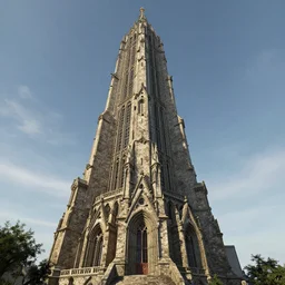 A old medieval skyscraper,digital art, hyperrealistic