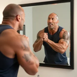 dwayne johnson being pulled into a mirror by his mirror self