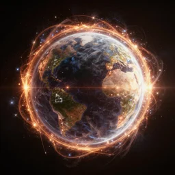 a perfect sphere within a sphere within another sphere sphere outside a sphere hyperrealism 8k cosmic burst