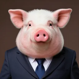 pig wearing a suit and tie, ready for a meeting