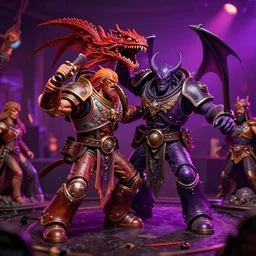 Sigmar and Nurgle dancing at a rave party, warhammer