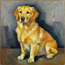 cubist painting of a golden retriever by picasso