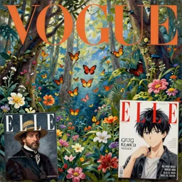 cloud forest, flower garden, butterfly swarm, vogue magazine, elle magazine, greg rutkowski, john singer sargent, anime, trending on artstation, oil painting, intricate