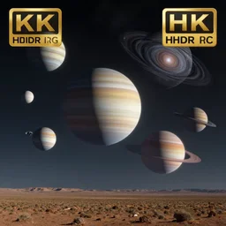 landscape photo of a multiple planets in the sky, highly detailed, 4k, HDR, award-winning