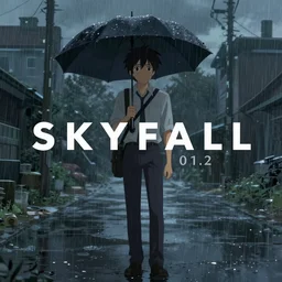 skyfall ( 2 0 1 2 ), by makoto shinkai, the weather drizzly, moist, 8 k, unreal engine