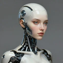 portrait of female bionic android, intricate, elegant, highly detailed, smooth, sharp focus, concept art, digital painting, illustration, artstation, sandra chevirer, mark ryden and greg ruthkowski