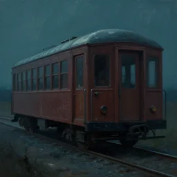moody boxcar, aquatic, impressionist, low light, dystopian
