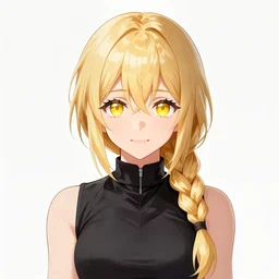 Portrait of Marisa Kirisame is young witch with blonde hair with single braid and golden yellow eyes, wearing black vest and skirt, white waist apron and undershirt, and pointed black witch hat, Touhou character illustration by Yoshitaka Amano Oskar Shlemmer Artstation Pixiv