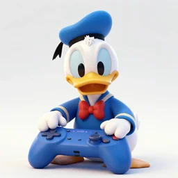 donald duck plays gaming console