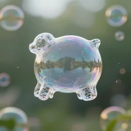 soap bubbles that look like animal shapes, digital art, realistic, octane render, professional, high quality, dof, bokeh, action