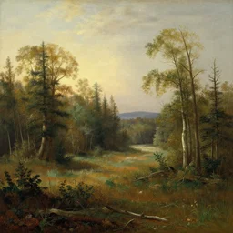 forest and plains painting in the style of the Hudson River School