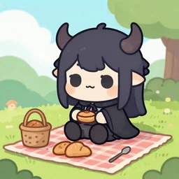 cute chibi dullahan picnic