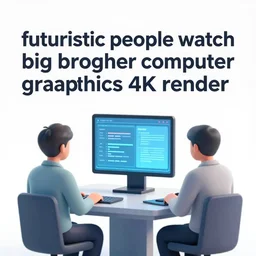 “futuristic people watch big brother computer graphics 4K render”