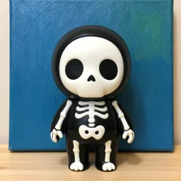 a beautiful painting skeleton chum toy, by kusama yayoi painting