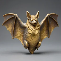 marble statue of a vampire bat, cracks filled with gold, beautiful studio lighting
