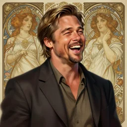brad pitt laughing, photography of kurzgesagt, deep focus, d & d, fantasy, intricate, elegant, highly detailed, digital painting, artstation, concept art, matte, sharp focus, illustration, hearthstone, art by artgerm and greg rutkowski and alphonse mucha