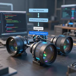 realistic code showing the data structures and the algorithm of Artificial General Intelligence , 4k wide lenses photograph, unreal engine 5 full rendering, depth of field, 3D