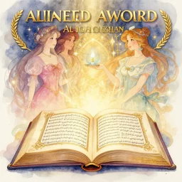 an open quran highly detailed, gold filigree, romantic storybook fantasy, soft cinematic lighting, award, disney concept art watercolor illustration by mandy jurgens and alphonse mucha and alena aenami, pastel color palette, featured on artstation