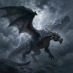 concept art, of a giant dragon made of dark clouds in the sky, thunderstom, rain, medieval, dark concept art, dark skies painting by wlop, nixeu and greg rutkowski, beautiful, semirealism, artstation, octane render, oil painting, sharpness, 8 k, golden ratio