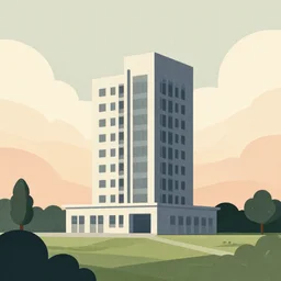 a building in a landscape, matte illustration