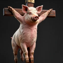 a crucified pig. Detailed digital art by greg rutkowski, Thomas kinkade, Keith Parkinson, artstation, cgsociety, deviantart, 8k, HD