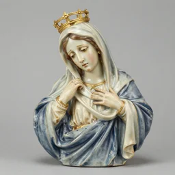 holy roman chalkware bust of a crying our lady of sorrows antique painted sacred Catholic pearlescent coloring