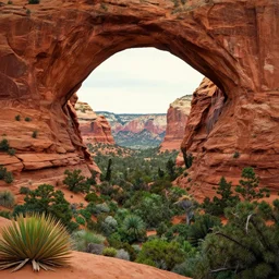 beautiful utah desert, rock arcs, lush vegetation, exotic forrest and plants, landscape, alex ross, eddie mendoza, raphael lacoste, sebastian ludke, concept art, matte painting, highly detailed, rule of thirds, dynamic lighting, cinematic, detailed, magnificiant landscape, denoised, centerd