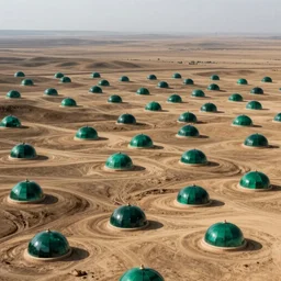 majestic sprawling parched rolling plains covered with numerous small domes made of emeralds by caspar david friedrich, unsettling, mysterious, by stephan martiniere and alexander fedosav, hyperrealism, 8 k resolution, behance hd, artstation, nightcafe