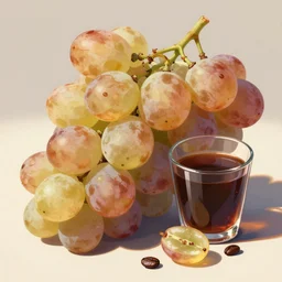 the taste of hot summer and sun - warmed grapes, plus fruity notes, set off by the bitterness of the coffee with which i savored it. very soft, inspired by famous artist, trending artstation, sharp focus, intricate details