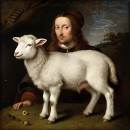 Renaissance painting portrait of a a lamb