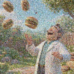 a mad scientist in his back yard laughing happily at the hamburgers which are falling from the sky , made by Stanley Artgerm Lau, WLOP, Rossdraws, ArtStation, CGSociety, concept art, cgsociety, octane render, trending on artstation, artstationHD, artstationHQ, unreal engine, 4k, 8k,