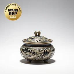 scandinavian incense burner, commercial catalog photo, isolated on a pure white background, centered, entire object in frame, sharp focus, soft studio lighting