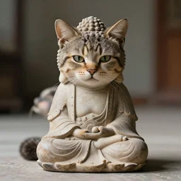 photo of a cat as buddha